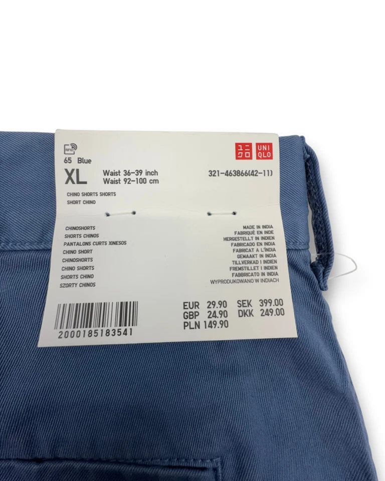 Uniqlo Herren Chinoshorts – Blau – Größe XL Shorts kurze Hose Kordelzug