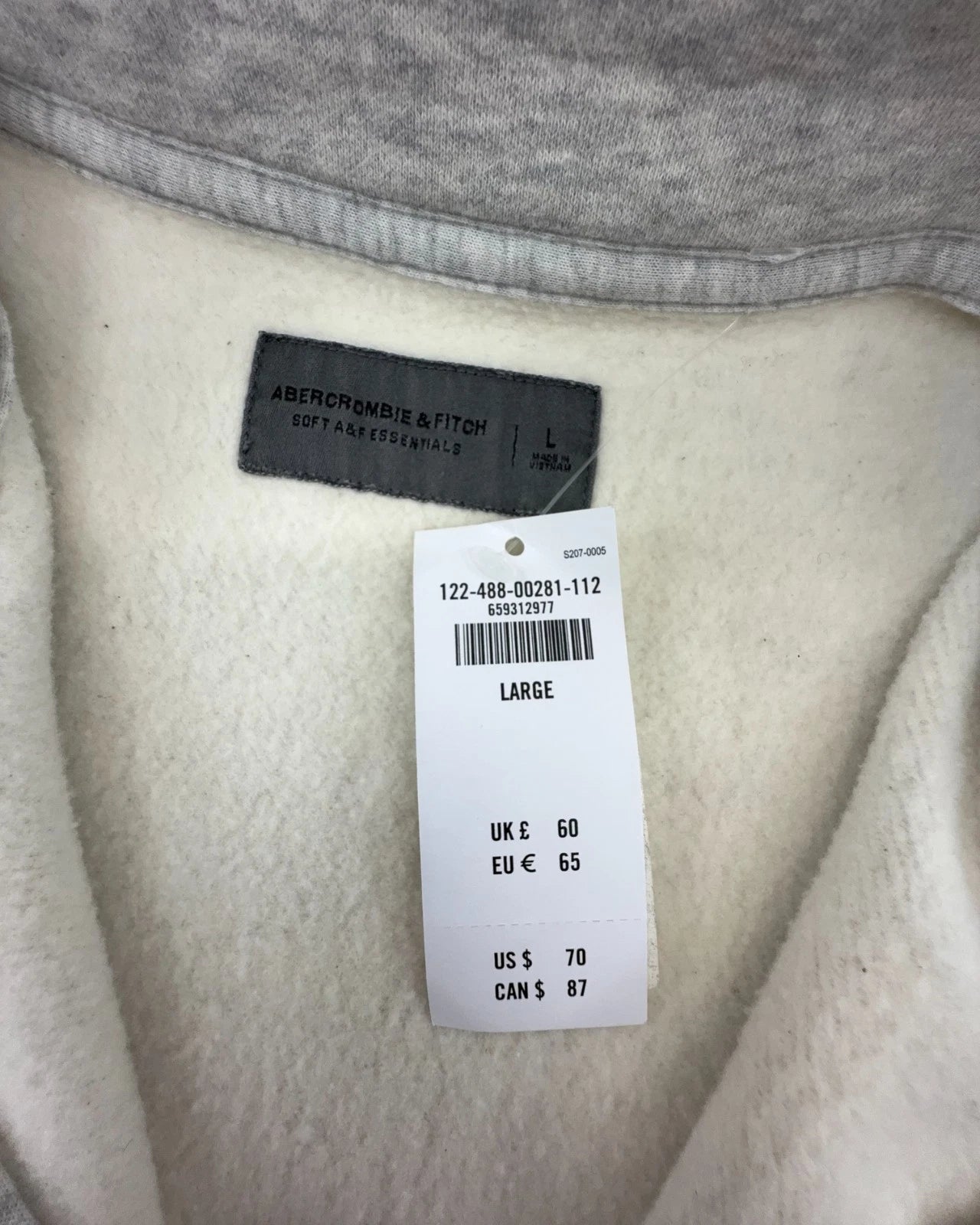 Abercrombie & Fitch Herren Essentials Half Zip Sweatshirt Gr. L Grau Pullover