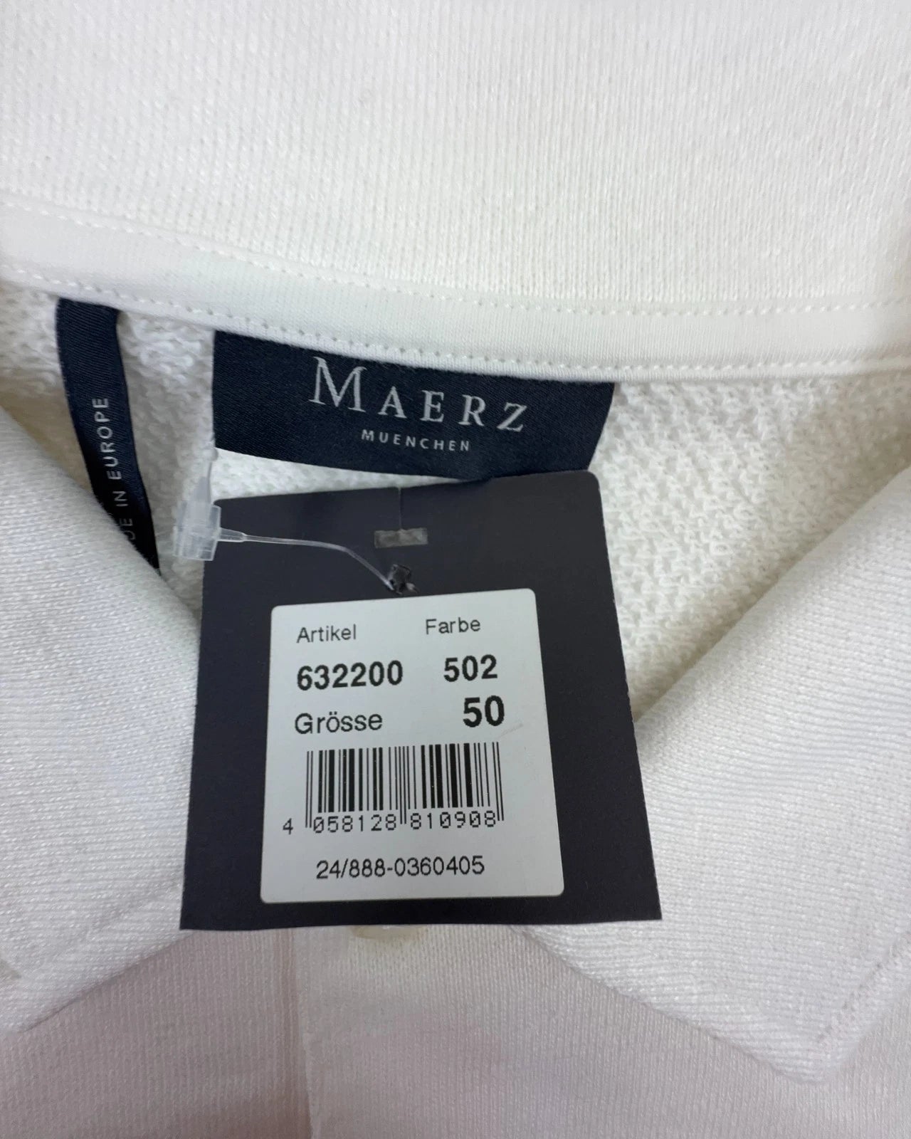 MAERZ Herren Polo-Sweatshirt Gr. 50 Langarm Pullover Off-White