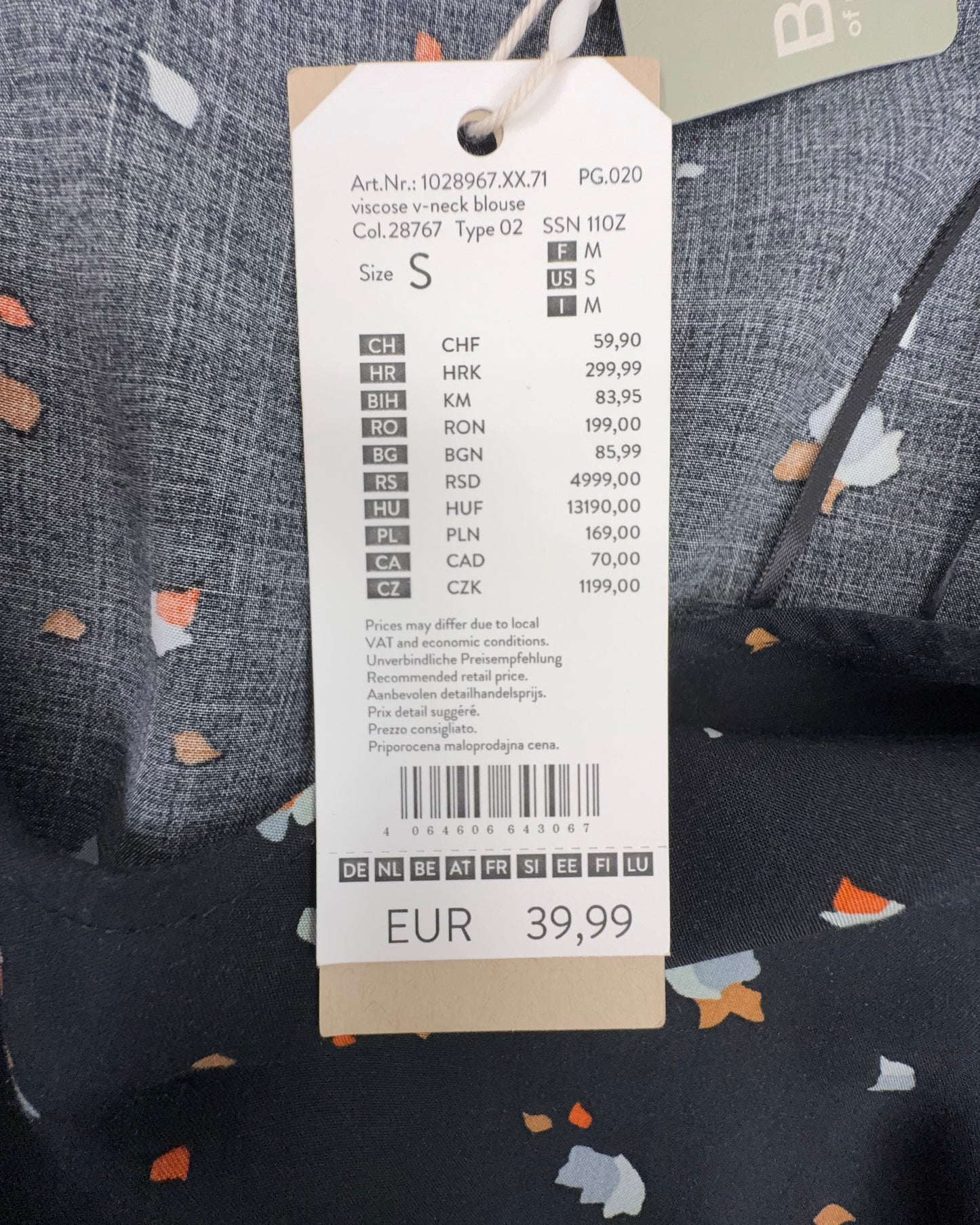 Tom Tailor Damen Bluse – Schwarz Geblümt – Größe S Langarm Oberteil Sommerbluse