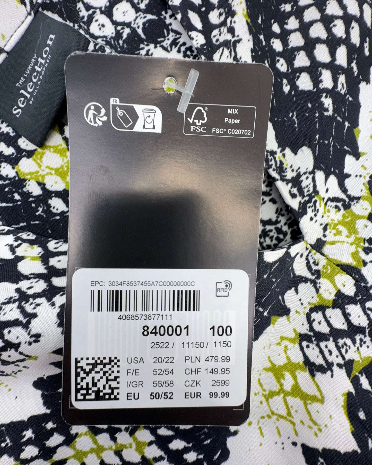 ULLA POPKEN Damen Tunika 3/4 Arm Gr. 50/52 Schlangen Optik Bluse Oberteil