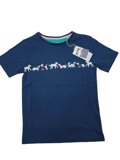 Kite Flora and Friends T-Shirt Mädchen Gr. 134 blau Hunde Motiv Bio-Baumwolle