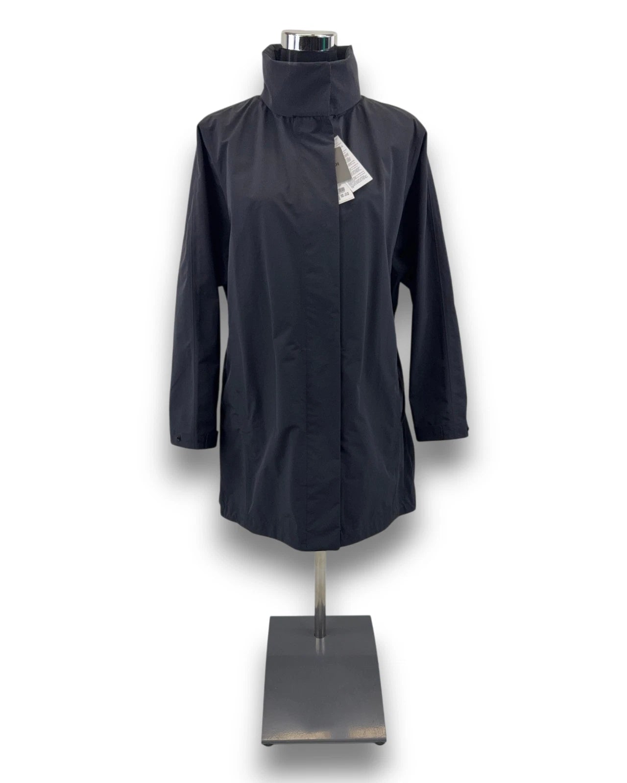 Uniqlo Damen BLOCKTECH Half Coat Gr. S Schwarz Regenjacke Oversized Jacke Kapuze