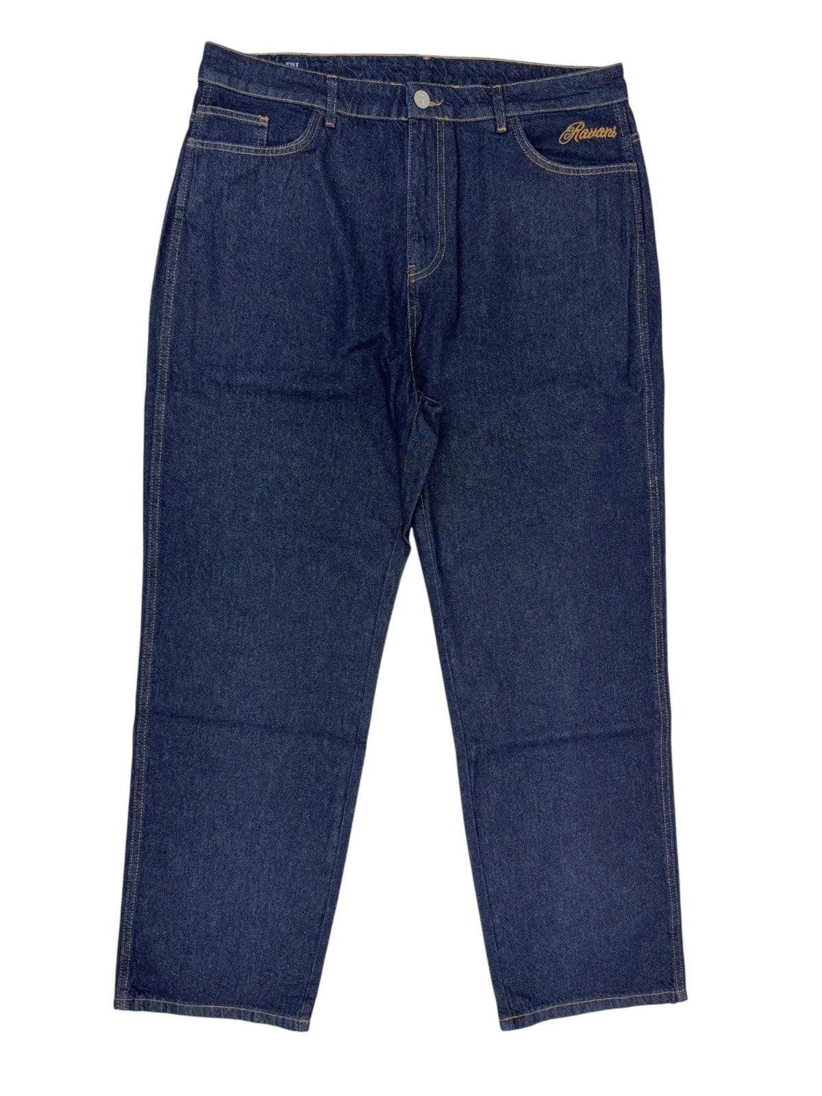 RVNI Herren Baggy Fit Jeans OG Nazar Gr. 36 Dark Blue Mit Patches hinten Hose