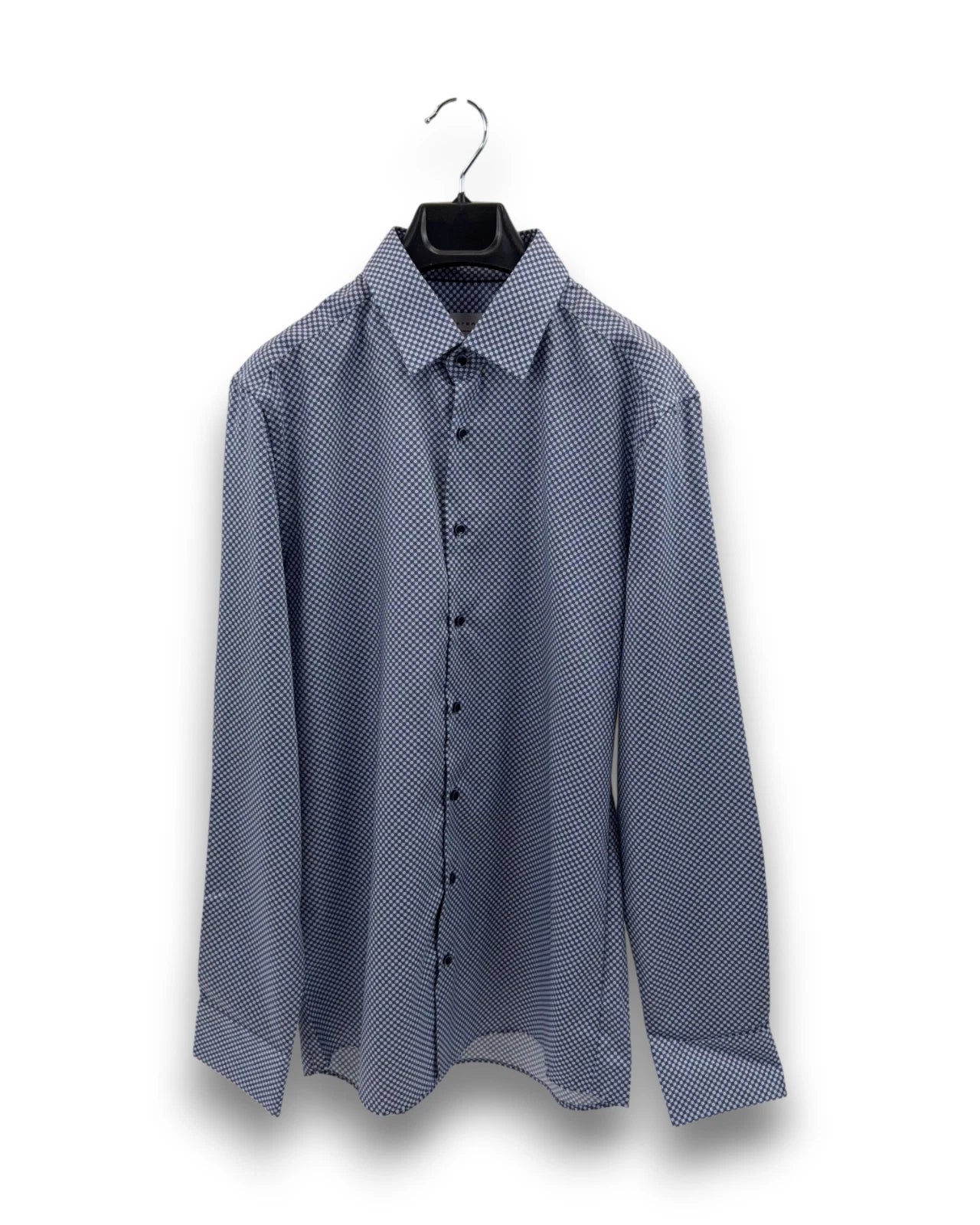 Eterna Herren Hemd Slim Fit Businesshemd Allover-Print Bleu Gr. 40 Baumwolle