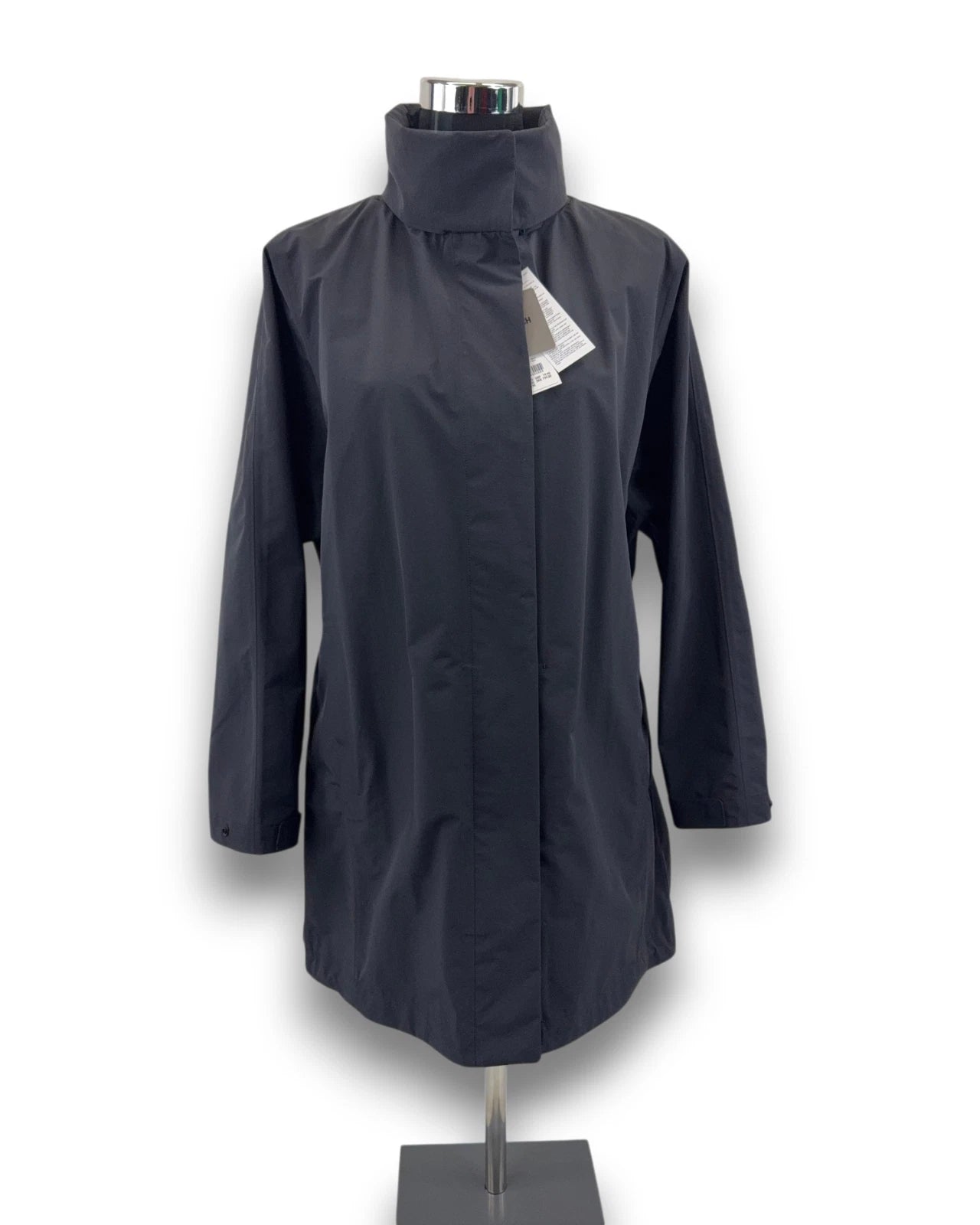 Uniqlo Damen BLOCKTECH Half Coat Gr. S Schwarz Regenjacke Oversized Jacke Kapuze