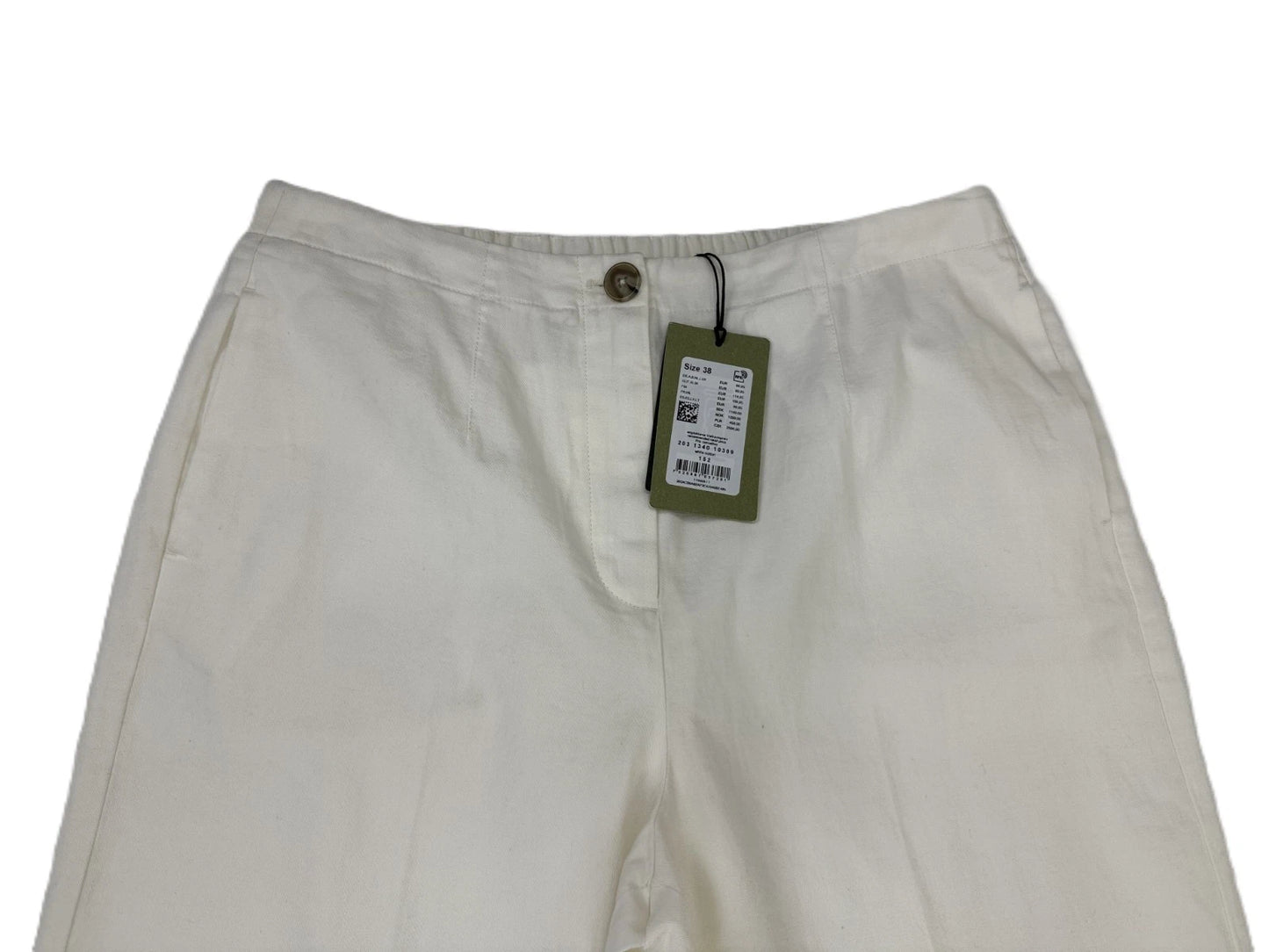 Marc OߴPolo Damen Stoffhose Gr. 38 Off White mit Leinenanteil Stretchbund