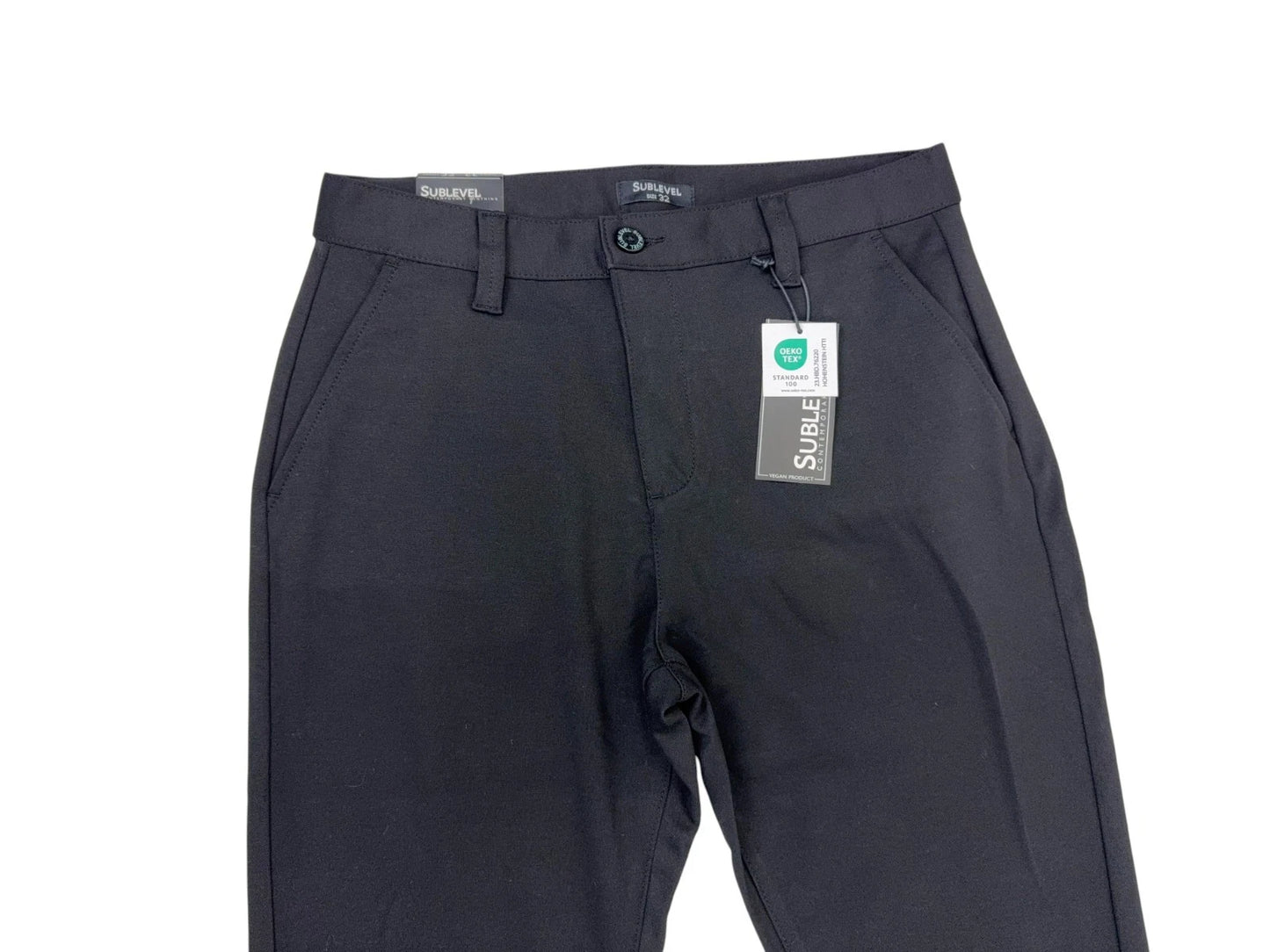 Sublevel Herren Chino Hose Gr. 32 schwarz mit Aufschlag Stretchmaterial