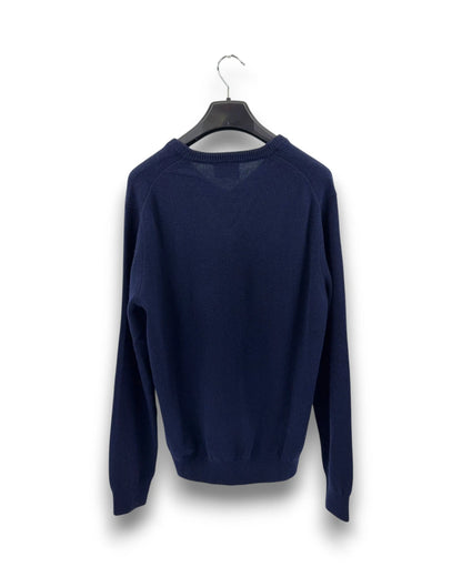 Hackett London Herren Pullover Gr. L Midnight Blue 100% Lammwolle V-Ausschnitt