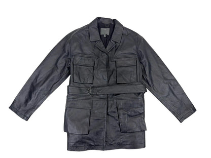 MUUBAA Damen Lederjacke mit Gürtel Gr. 44 schwarz Lammleder