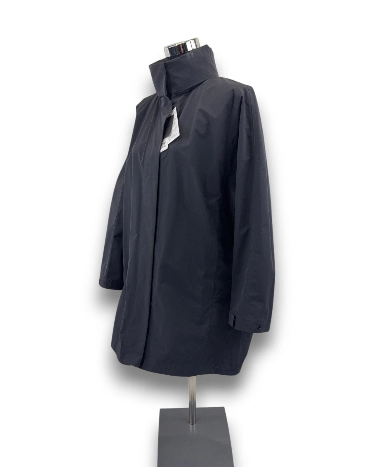 Uniqlo Damen BLOCKTECH Half Coat Gr. S Schwarz Regenjacke Oversized Jacke Kapuze