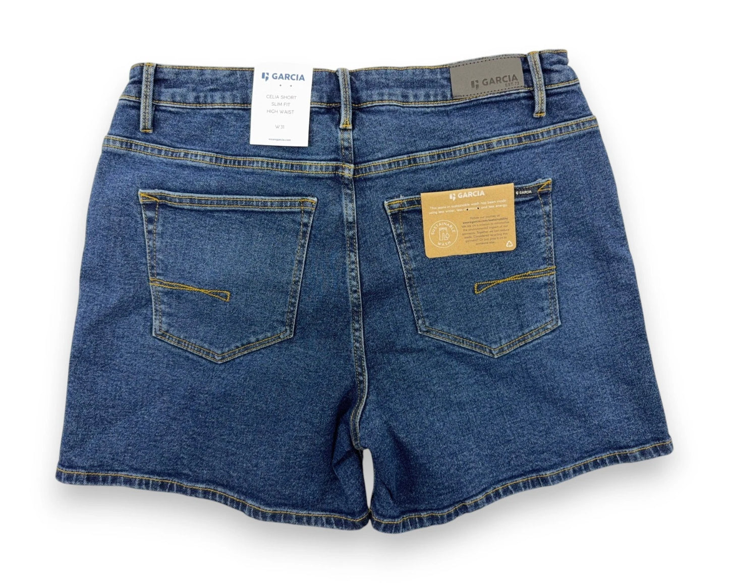 Garcia Damen Jeansshorts Celia Gr. W31 Shorts kurze Hose blau High Waist Slim Fit