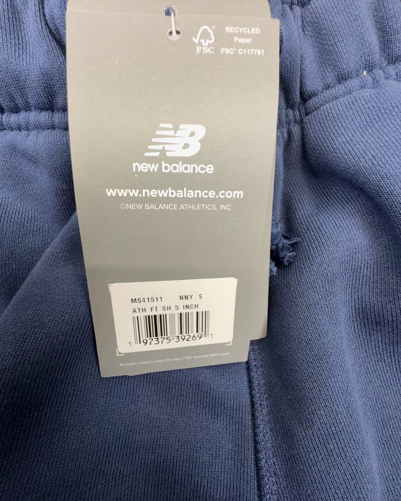 New Balance Herren Athletics Short Gr. S Navy 5" Baumwolle kurze Hose Shorts