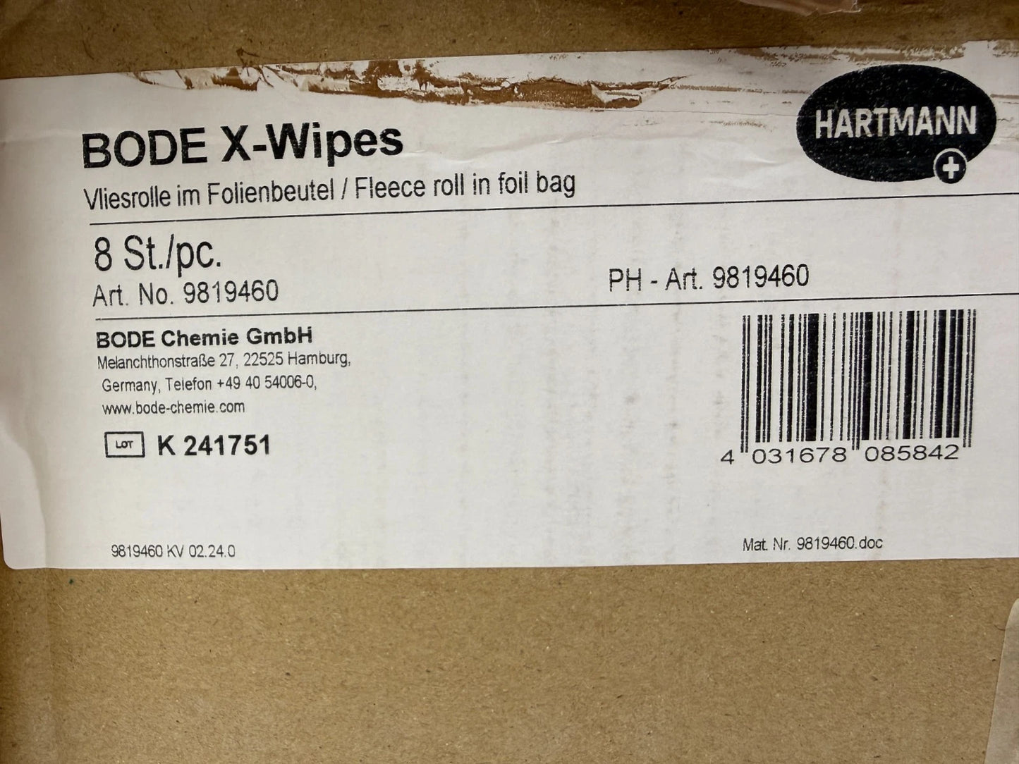 Hartmann 9819460 BODE X-Wipes Vliesrollen für Tuchspendersystem 8 x 90 Tücher