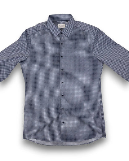 Eterna Herren Hemd Slim Fit Businesshemd Allover-Print Bleu Gr. 40 Baumwolle