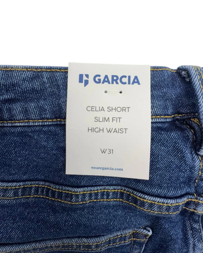 Garcia Damen Jeansshorts Celia Gr. W31 Shorts kurze Hose blau High Waist Slim Fit