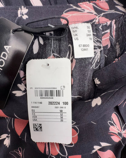 MiaModa Maxikleid Gr. 50 Kleid Floral Langarm Viskose Volant Schwarz Blumen