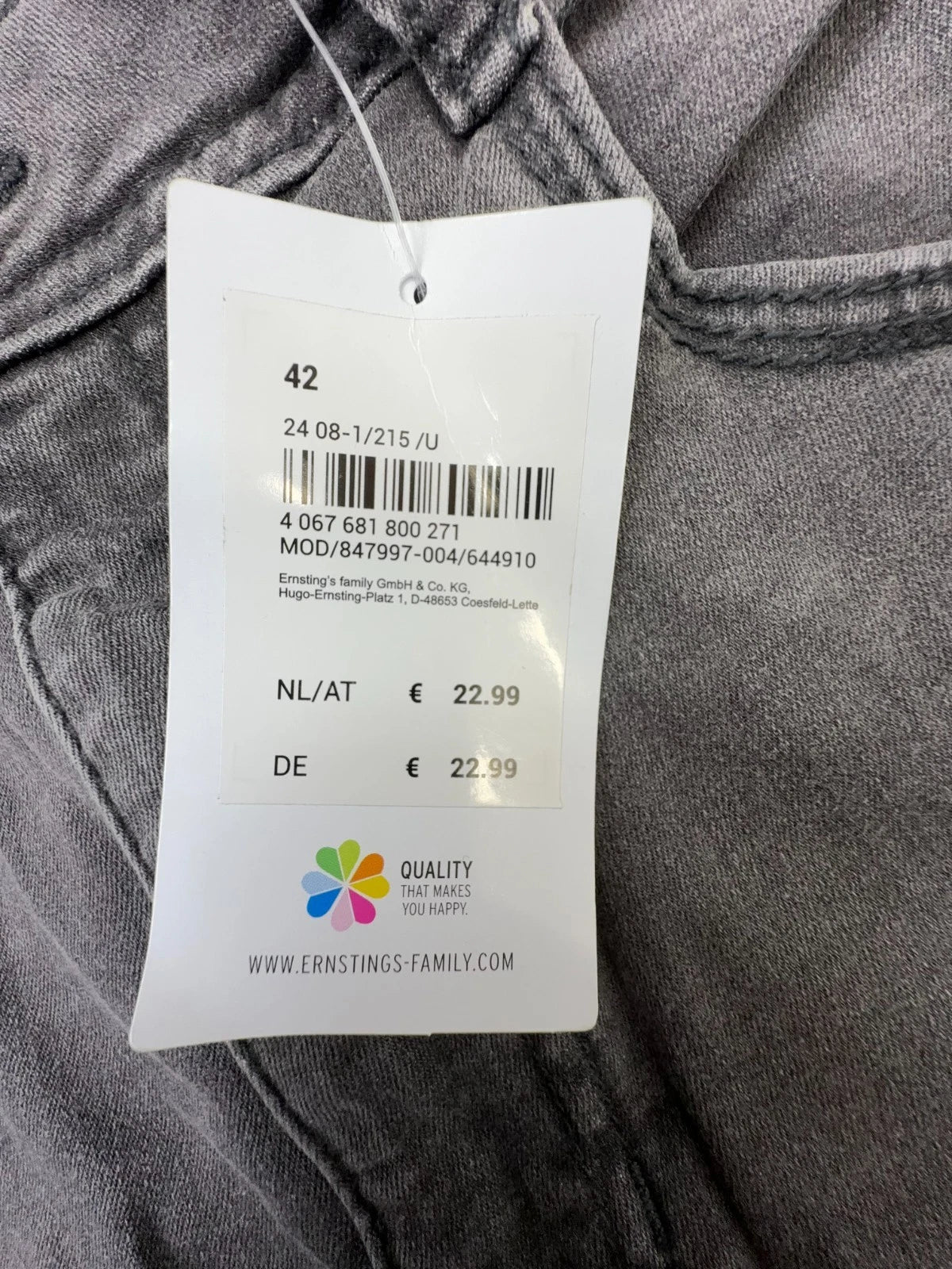 Gina Denim Damen Jeans Skiny Stretch Gr. 42 Grau Hose mit Stretchanteil