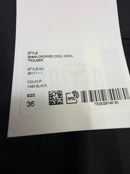 Filippa K Damen 7/8 Hose Emma Cropped aus Wolle schwarz elegant hoher Leib Gr. S