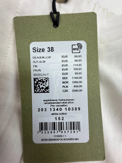 Marc OߴPolo Damen Stoffhose Gr. 38 Off White mit Leinenanteil Stretchbund