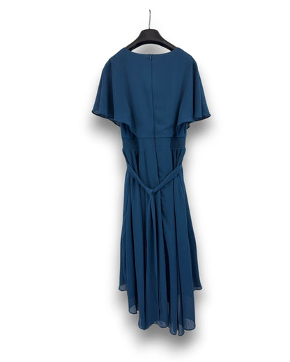 Curlbiuty Damen Kleid Blau Gr. 36 Chiffon V-Ausschnitt Cocktailkleid Vokuhila