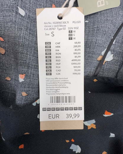Tom Tailor Damen Bluse – Schwarz Geblümt – Größe S Langarm Oberteil Sommerbluse