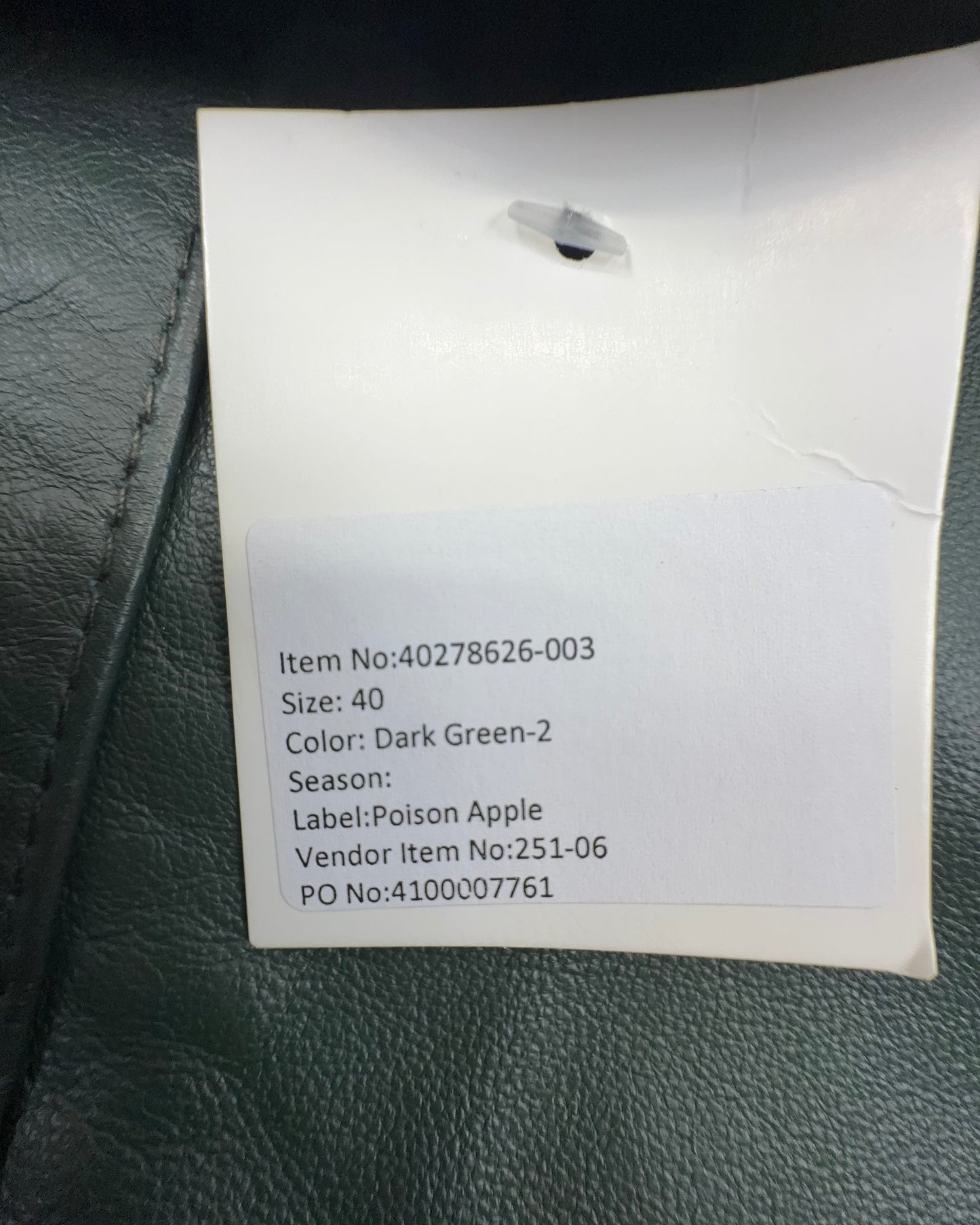 Poison Apple Damen Lederjacke – Dunkelgrün – Größe 40 Lammnappa Jacke kurz