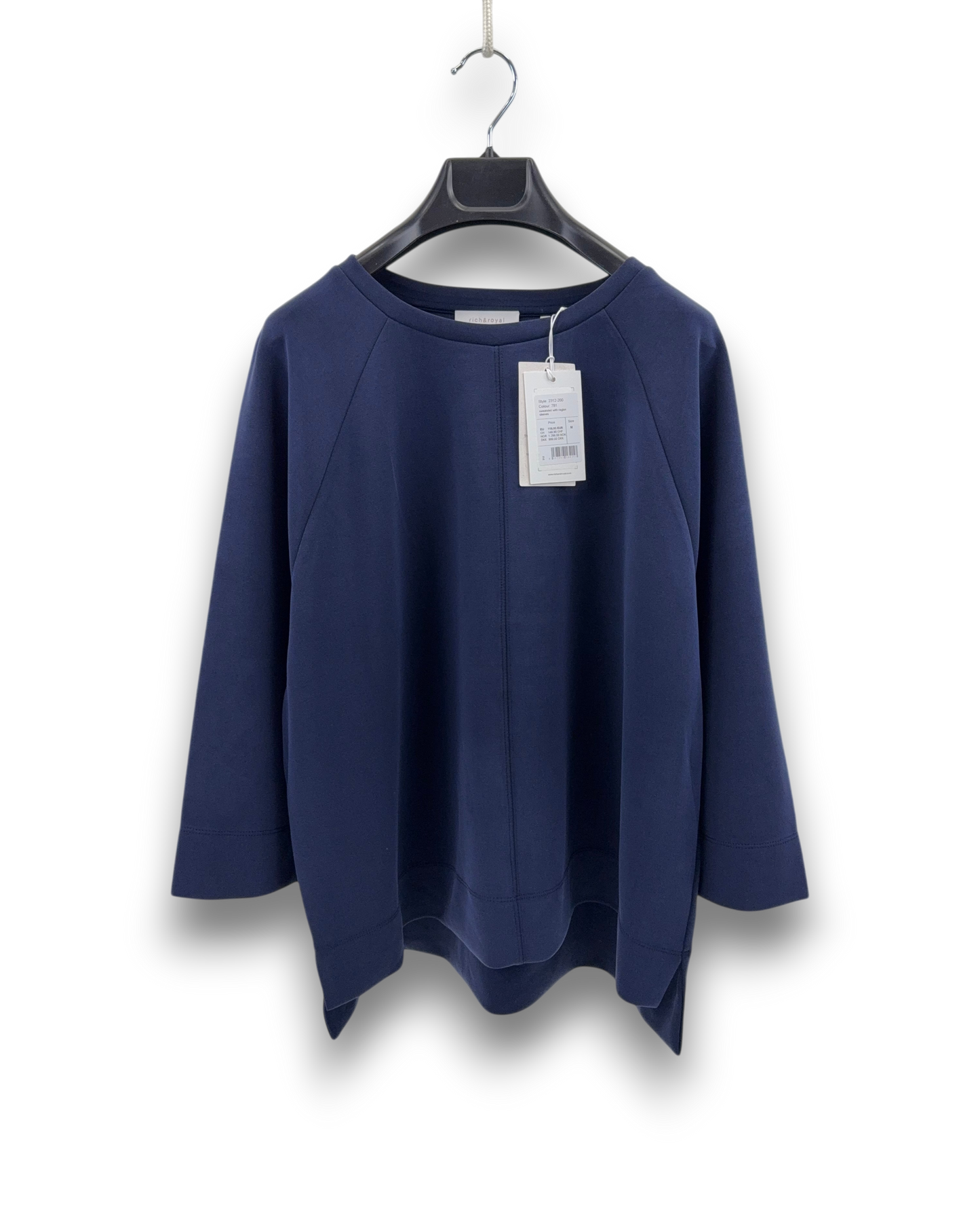 Rich & Royal Damen Sweatshirt – Dunkelblau – Größe M Pullover 3/4 Arm Loose Fit