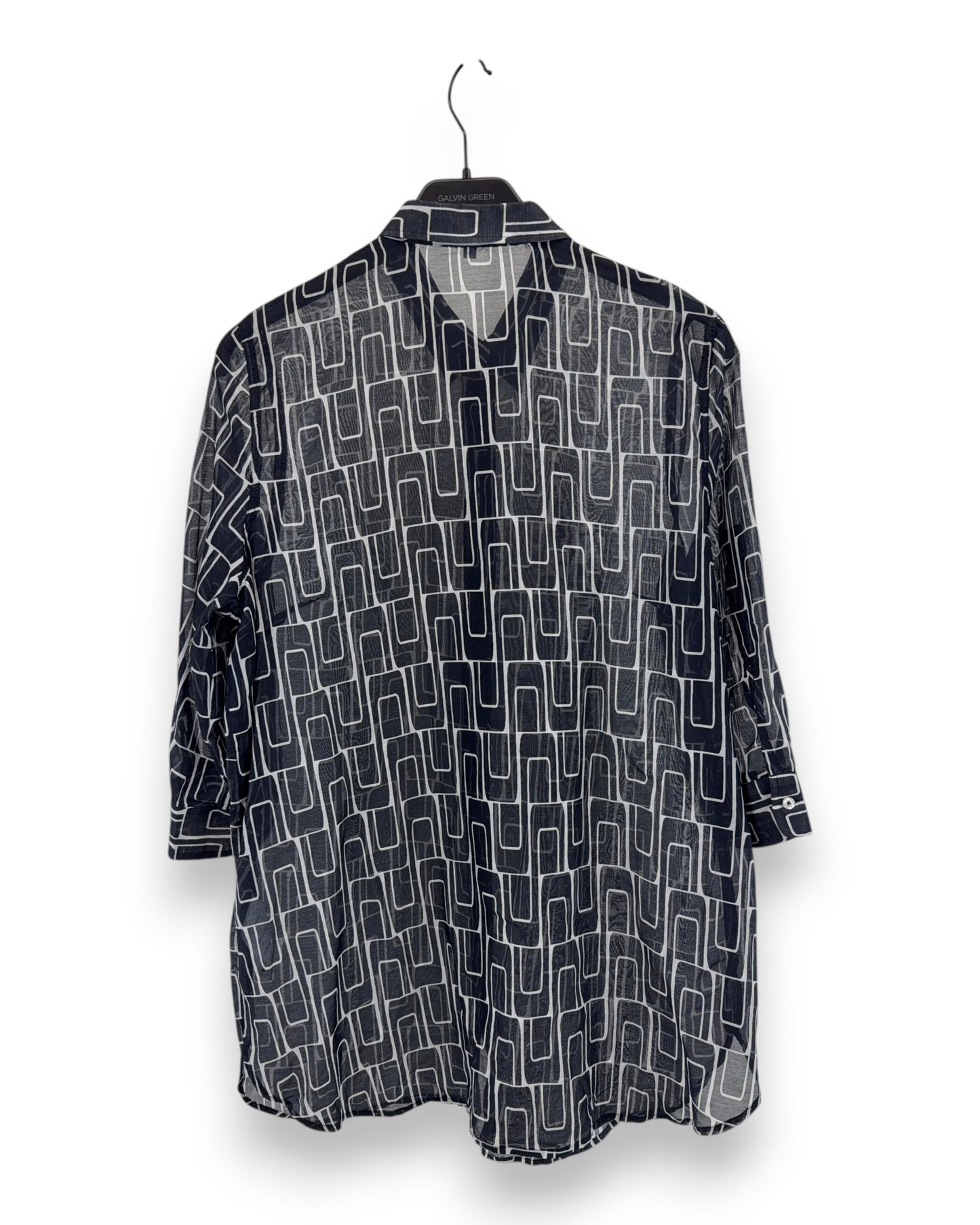 Nadine H Damen Bluse Gr. 42 transparen gemustert 3/4 Arm Oberteil Sommerbluse