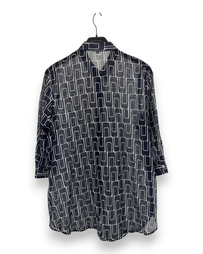 Nadine H Damen Bluse Gr. 42 transparen gemustert 3/4 Arm Oberteil Sommerbluse
