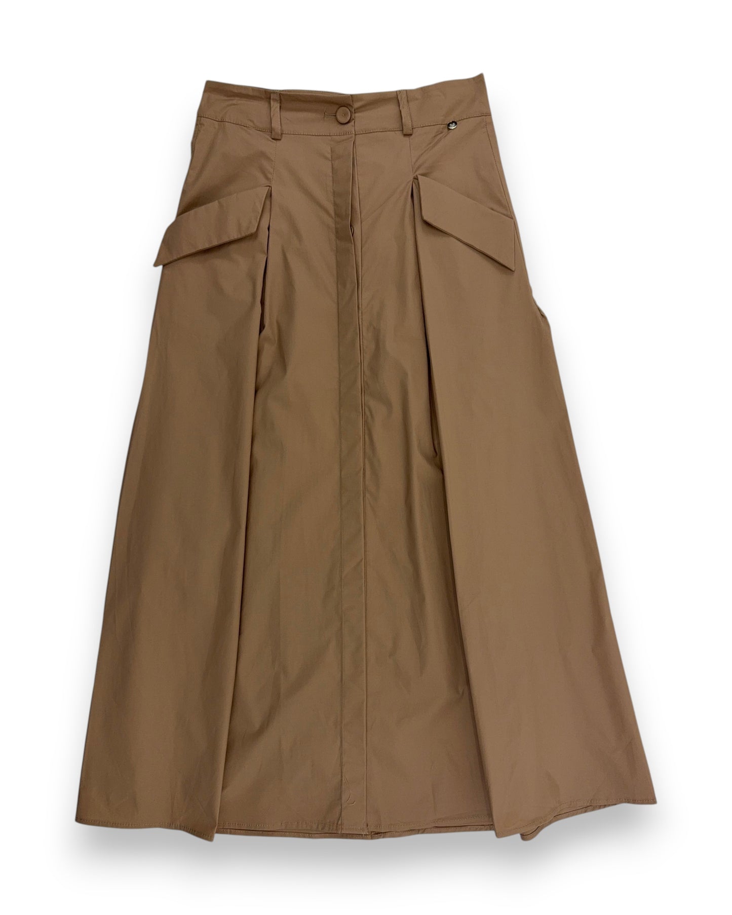 Rinascimento Damen Rock Gr. S Midirock Gonna Skirt Beige Knopfleiste Sommerrock