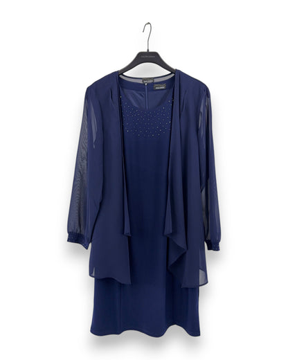 Goldner Kleid mit Chiffonjäckchen Gr 21 Marineblau Slinky Glitzersteine Sommer