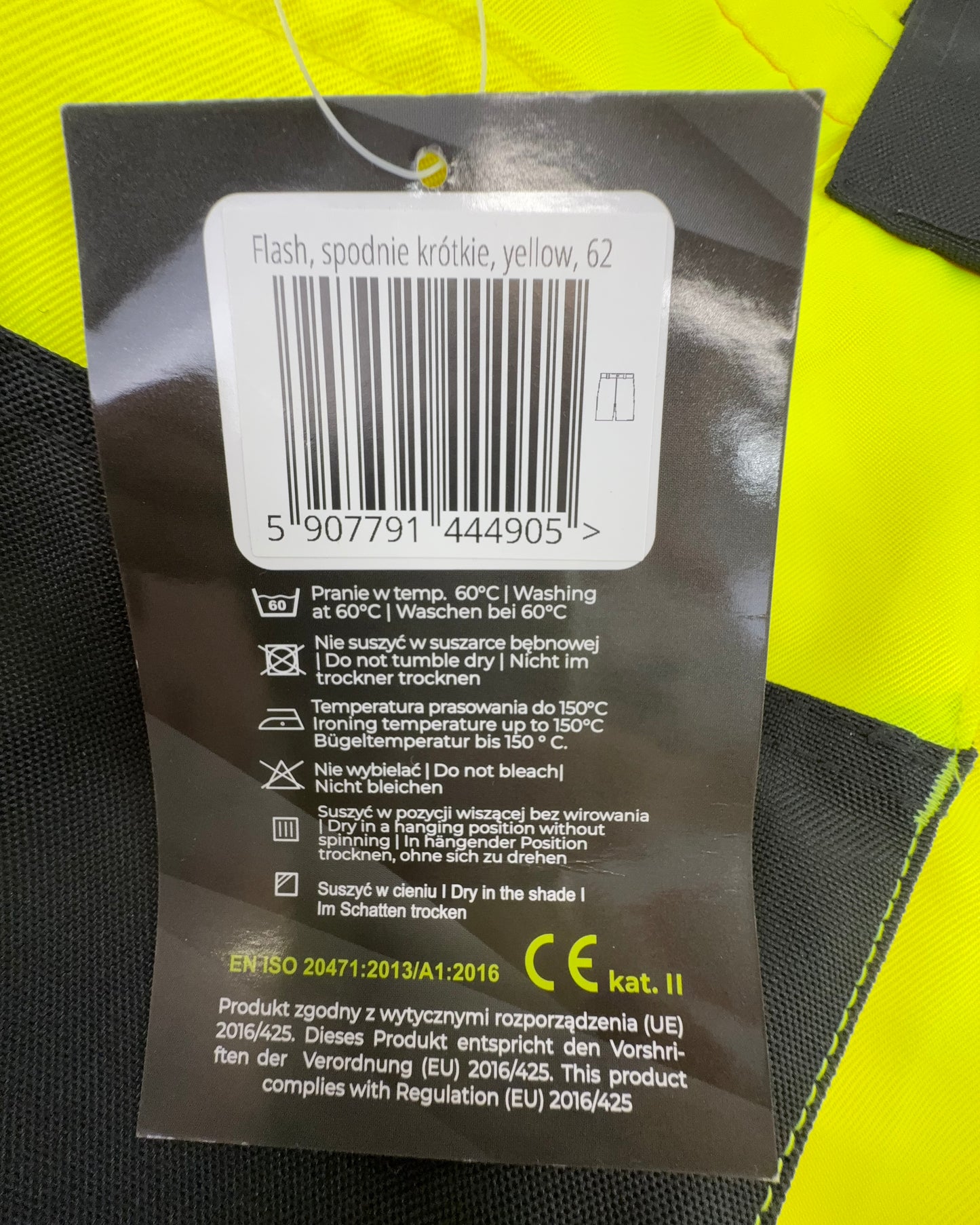 Herren Arbeitsshorts Gr. 62 Warnshorts reflektierend gelb kurze Sicherheitshose