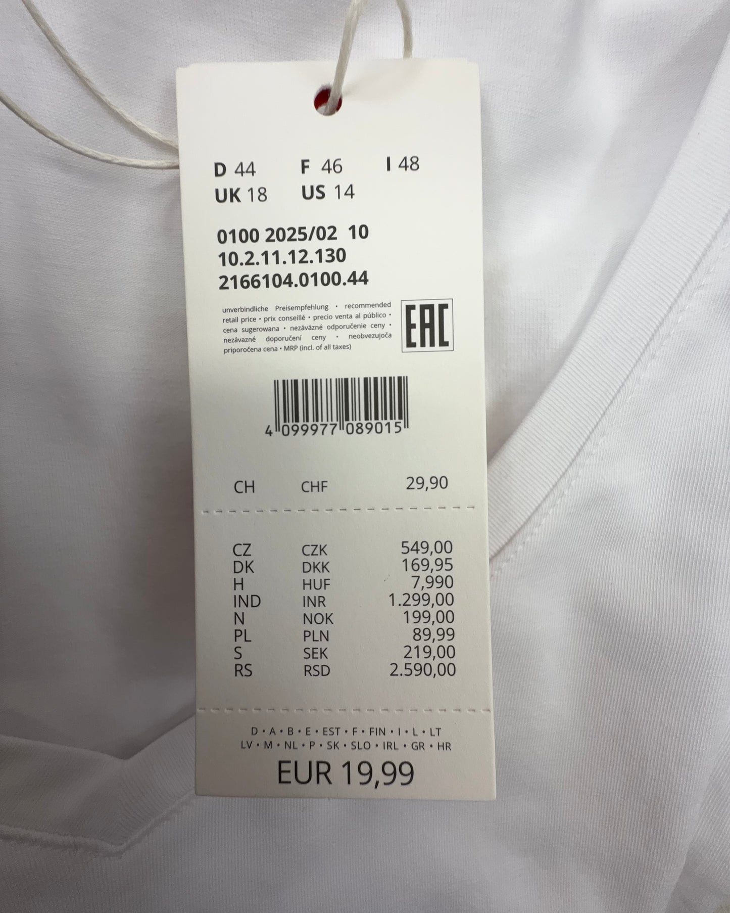 S.Oliver Damen Jerseyshirt Weiß Gr. 44 V-Ausschnitt 3/4-Ärmel Shirt T-Shirt